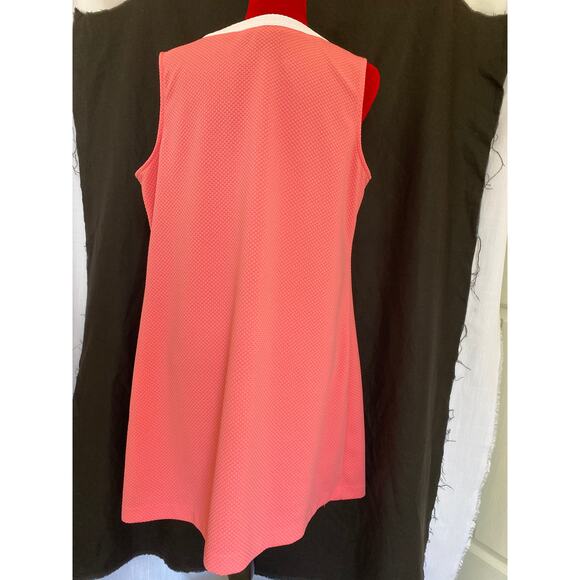 Island Trends Womens XL extra large sleeveless dress coral pink and white knit - Picture 5 of 8